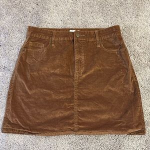 Brown velvet mini skirt